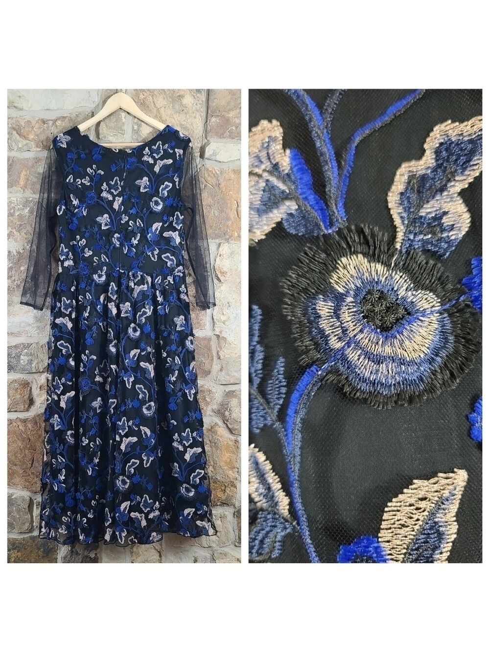 Long Tall Sally 10 Embroidered Floral Midi Dress